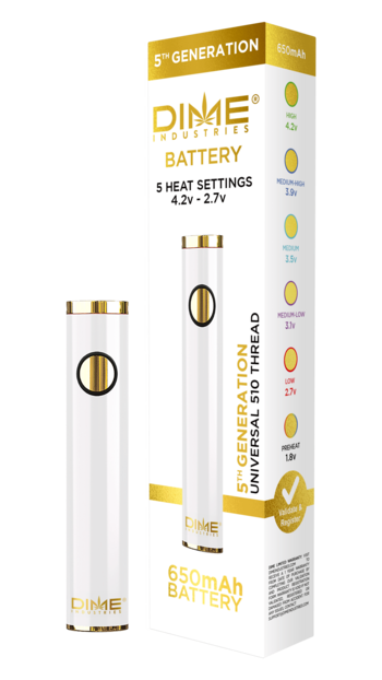 Dime Industries 5th Generation 510 Thread Battery - White (2023)