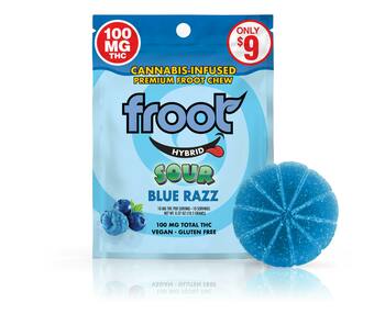 Froot Sour Blue Razz Gummy - 100mg Single Cut-to-dose