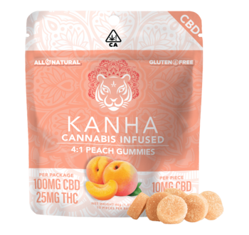 KANHA | 4:1 CBD:THC | Peach | 100mg CBD/25mg THC | 10-pack